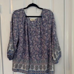 Cynthia Rowley Blue and Pink Floral Blouse